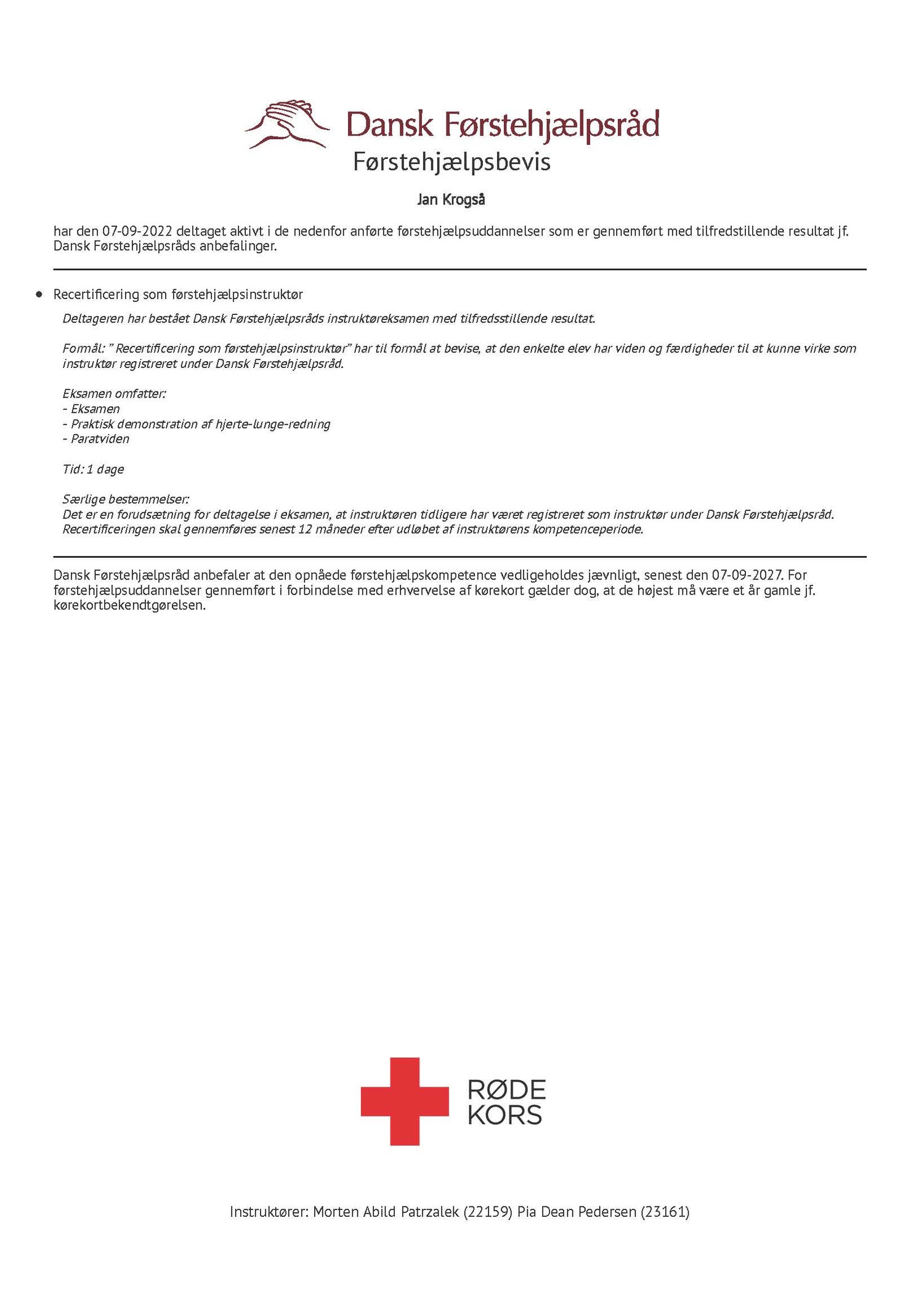 Førstehjælpsbevis til deling 07-09-2022